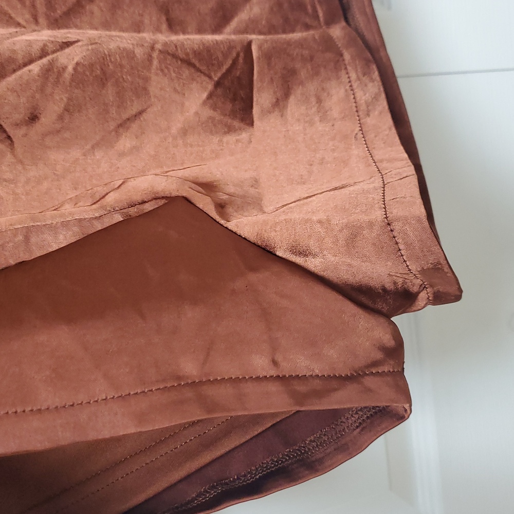 Lulus Satin Skort Romper/Bronze - Picture 10 of 16